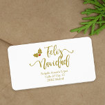 Étiquette Spanish Feliz Navidad Golden Whimsical Typography<br><div class="desc">Spanish Feliz Navidad Fake Golden Effect Whimsical Typography Label.

This label design to personalize your Christmas gifts has a text simulating gold with a golden and red holly. It is perfect to place on your business or your own making it even more special.</div>