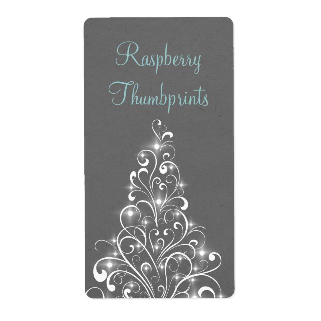 Étiquette Sparkly Holiday Tree Baking Labels, Gray (Devant)