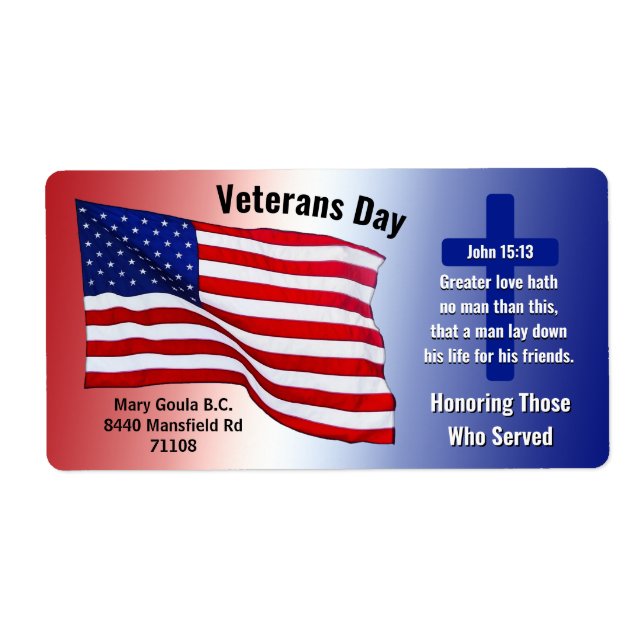 Étiquette Special Order Veteran's Day Patriotic Labels (Devant)