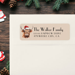 Étiquette Spécifique au client, vache de Noël avec Santa Hat