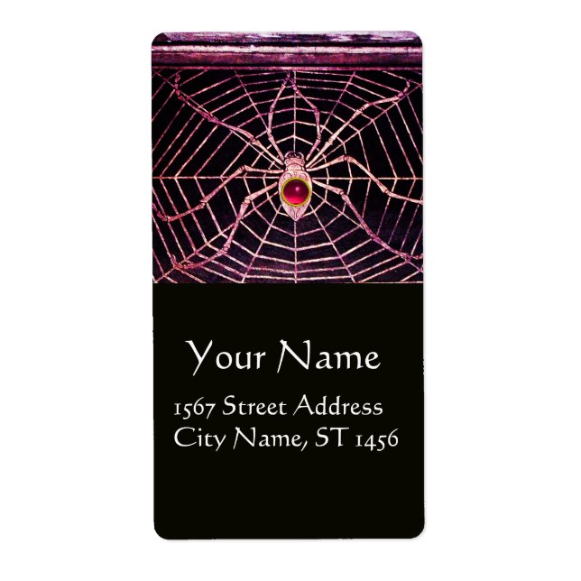 Étiquette SPIDER ET WEB Rose Fuchsia Ruby Noir (Devant)