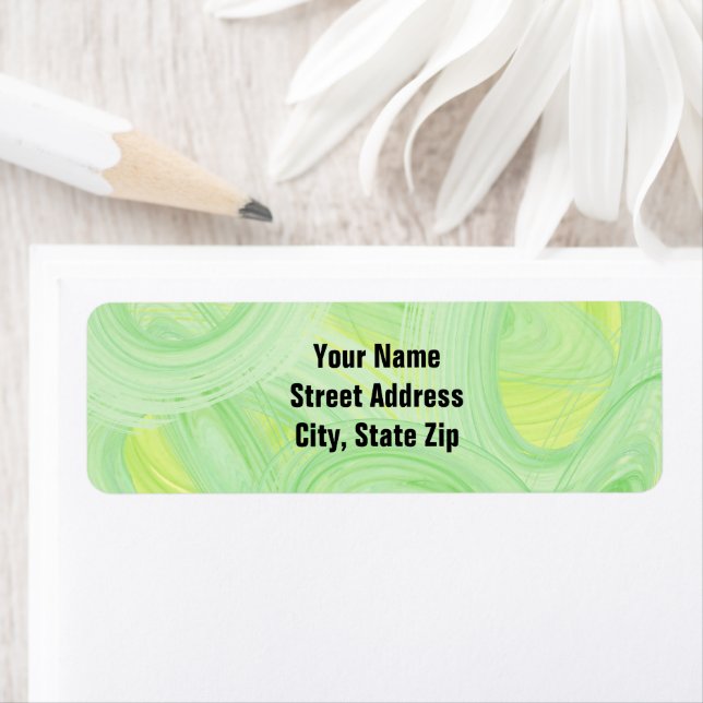 Étiquette Spirales vertes Abstraites Scratchy Personnalisées (En situation)