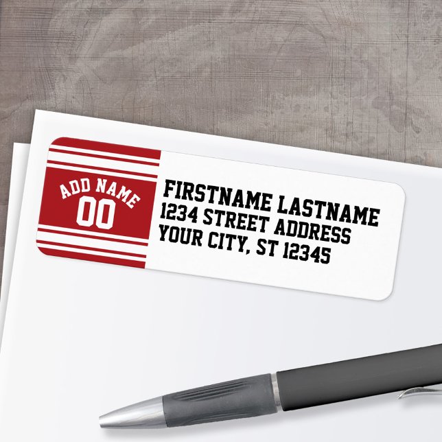 Étiquette Sports Jersey with Your Name and Number (Personalized Return Address Label)