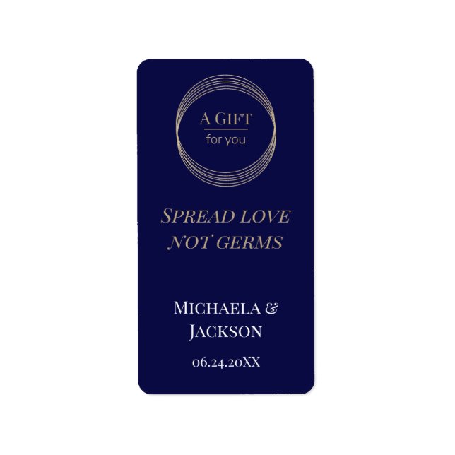 Étiquette  Spread Love Not Germs Blue Wedding Sanitizer   (Devant)