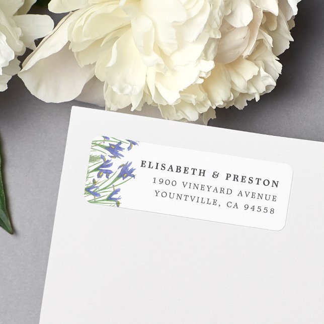 Étiquette Spring Iris | Aquarelle Florale Adresse de retour (Créateur téléchargé)