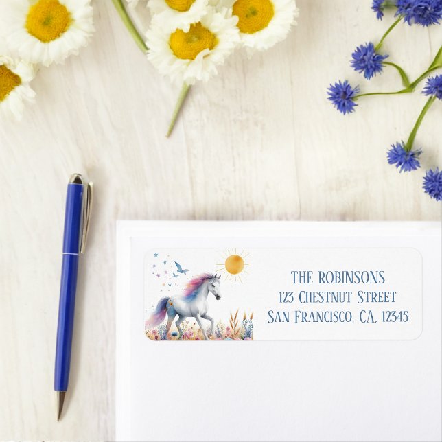 Étiquette Spring Watercolor Horloge Adresse de retour (Créateur téléchargé)