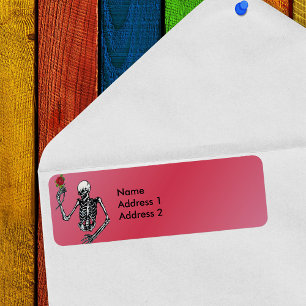 Étiquette Squelette gothique simple Rose rouge Adresse de re