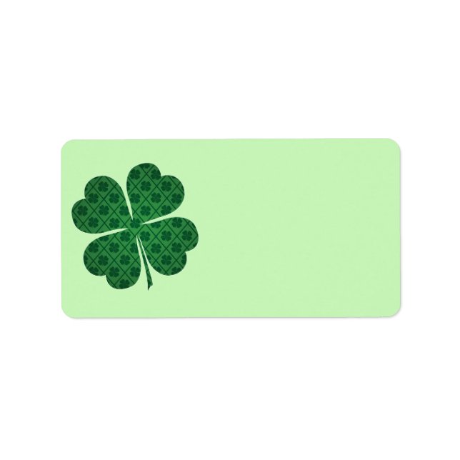 Étiquette St patrick Lucky Four Leaf Motif de trèfle vert (Devant)