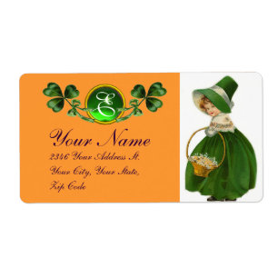 ÉTIQUETTE ST PATRICK'S DAY - IRLANDE, FILLE ET SHAMROCK