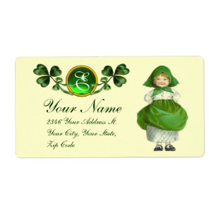 ÉTIQUETTE ST PATRICK'S DAY - IRLANDE, FILLE ET SHAMROCK