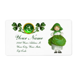 ÉTIQUETTE ST PATRICK'S DAY - IRLANDE, FILLE ET SHAMROCK
