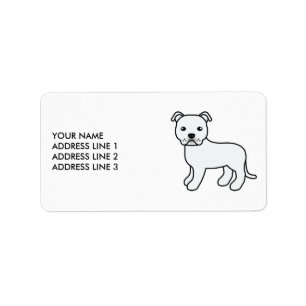 Étiquette Staffie anglais blanc Chien de dessin animé mignon