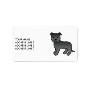 Étiquette Staffie anglais noir Chien de dessin animé mignon