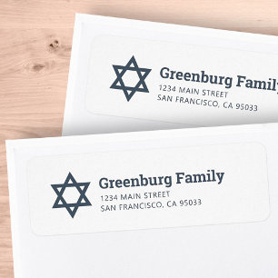 Étiquette Star of David Modern Simple Chic Adresse de retour