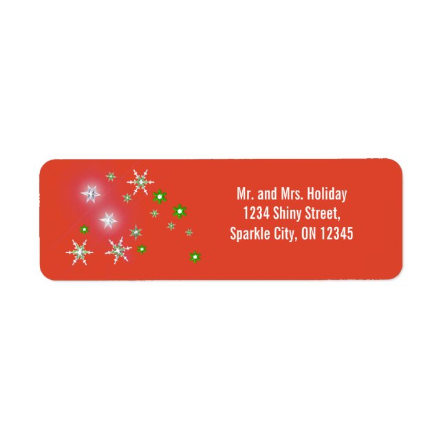 Étiquette Star Sparkle Holiday Red (Devant)
