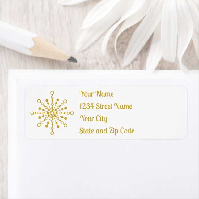 Étiquette Starburst rétro atomique mi-siècle Mood Rouge & Or (En situation)