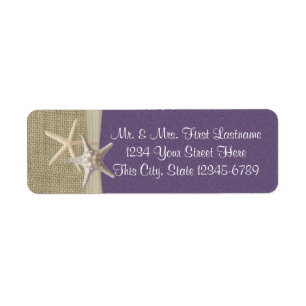 Étiquette Starfish Beach et Burlap Purple