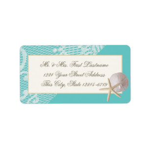 Étiquette Starfish Dollar de sable et Lace Aqua