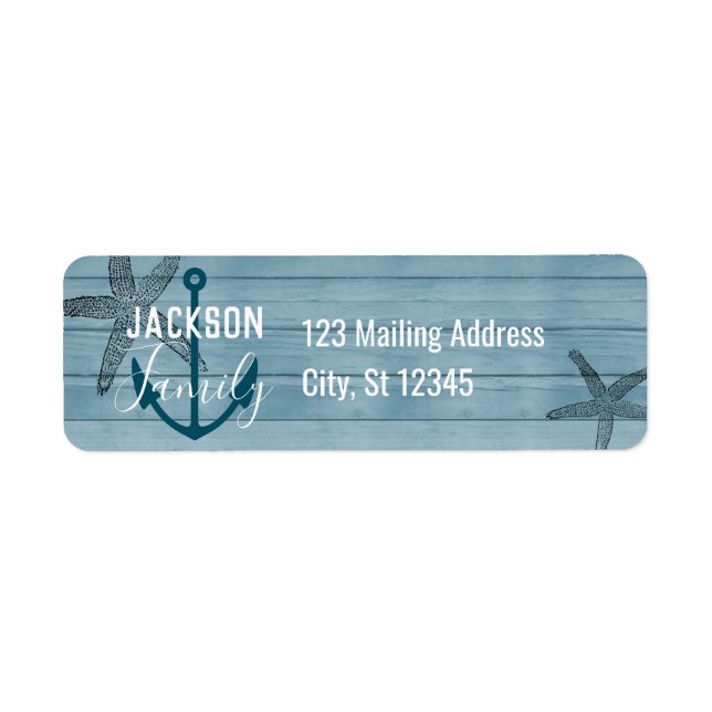 Étiquette Starfish Rustique Poisson à étoiles Custom Family  (Devant)