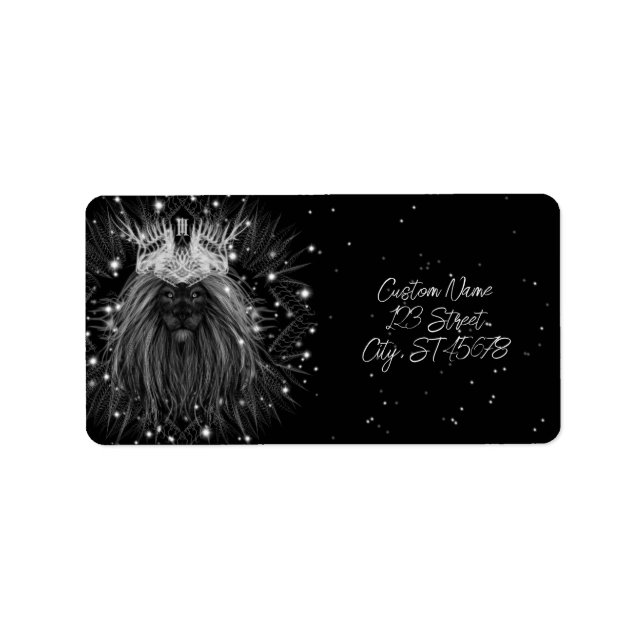 Étiquette Starlight Lion with Crown Monogram (Devant)