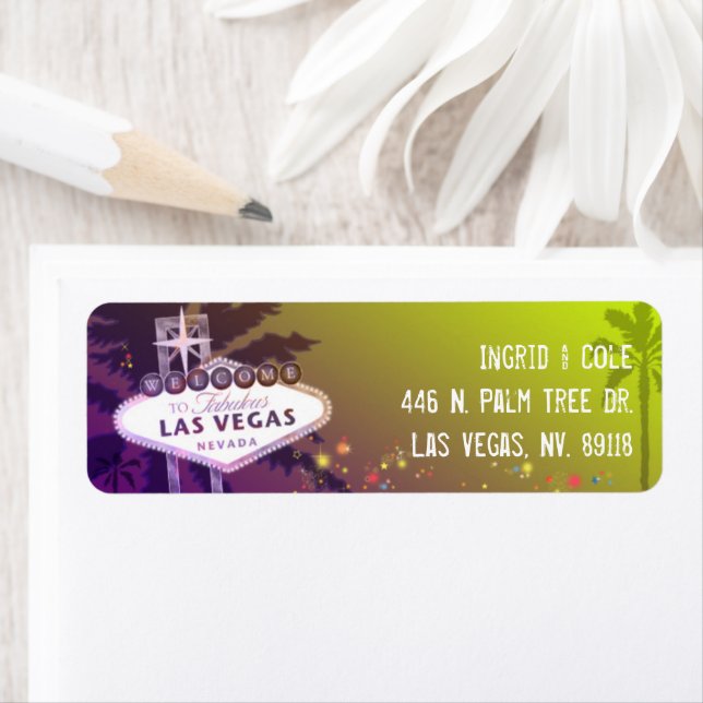 Étiquette Starry Evening Las Vegas Adresse Mariage (En situation)
