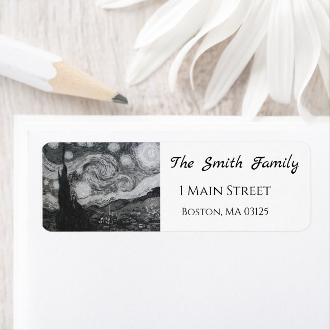 Étiquette Starry Night I Vincent Van Gogh Adresse de retour (En situation)