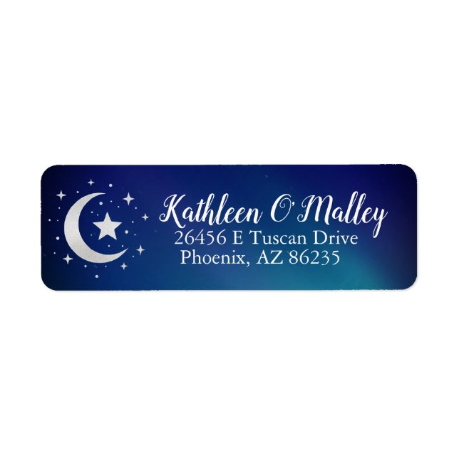 Étiquette Starry Night Moon and Stars Elegant Custom Label (Devant)