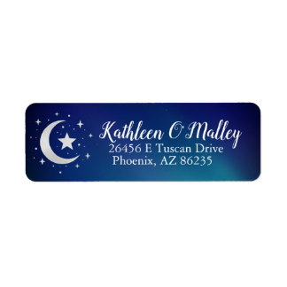 Étiquette Starry Night Moon Stars Elegant Custom Label