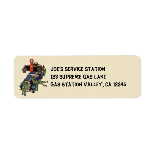 Étiquette Station service du service complet de Joe,