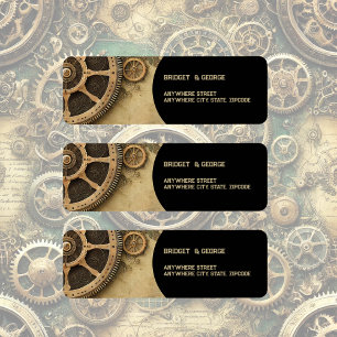 Étiquette Steampunk Victorian Gearwork Mariage Retour