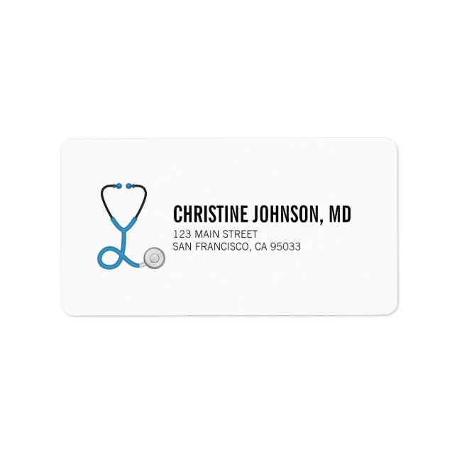 Étiquette Stethoscope Médicale | Adresse de retour de l'infi (Devant)