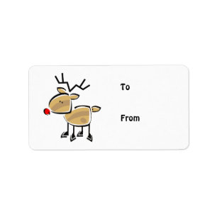 Étiquette Stick Figure Christmas Reinder