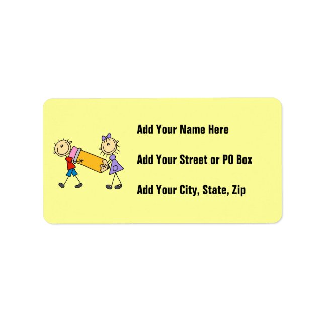 Étiquette Stick Kids With Pencil (Devant)