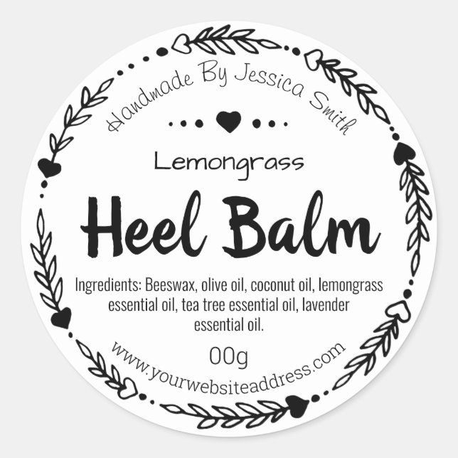 Étiquette Sticker Pour Baume De Talon Fabriqué Mai (Devant)