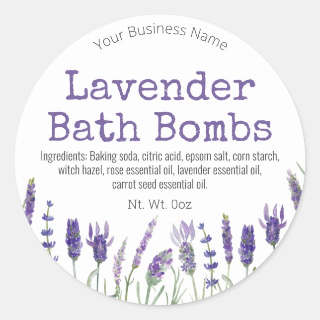 Étiquette Sticker Pour Bombe Lavender Fabriquée À  (Devant)