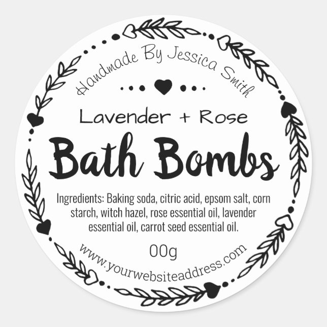 Étiquette Sticker Pour Bombes Baignoires Maison (Devant)