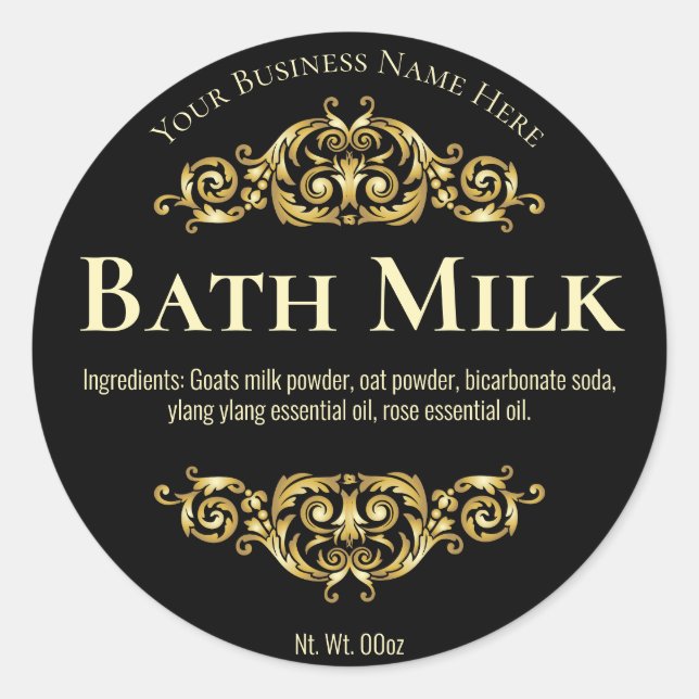 Étiquette Sticker Pour Lait De Bain Fait À La Main (Devant)