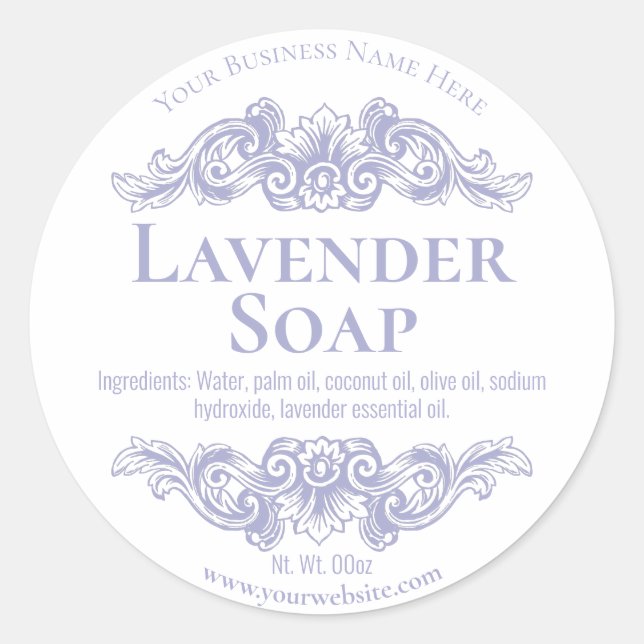 Étiquette Sticker Pour Savon Lavender Fabriqué À L (Devant)
