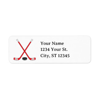Étiquette Sticks de hockey rouge et adresse de retour de la