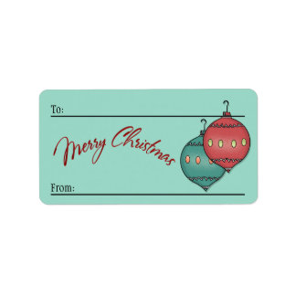 Étiquette Sticky - Boules de Noël en verre rétro sur Seafoam
