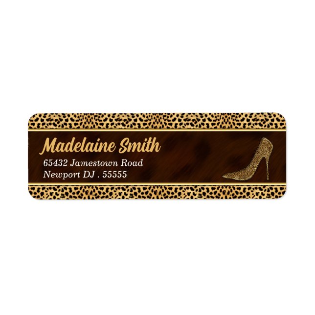 Étiquette Stiletto Heels Cheetah Print Return Adresse (Devant)