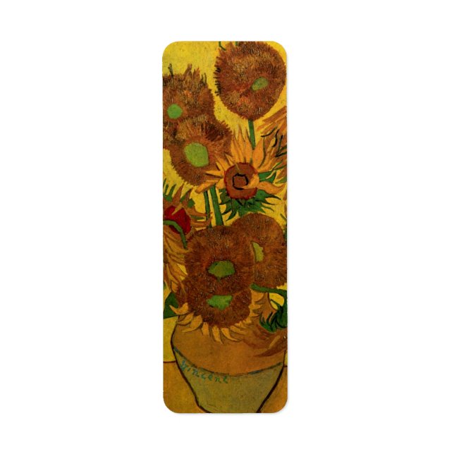 Étiquette Still Life Vase w 15 Sunflowers Vincent van Gogh (Devant)