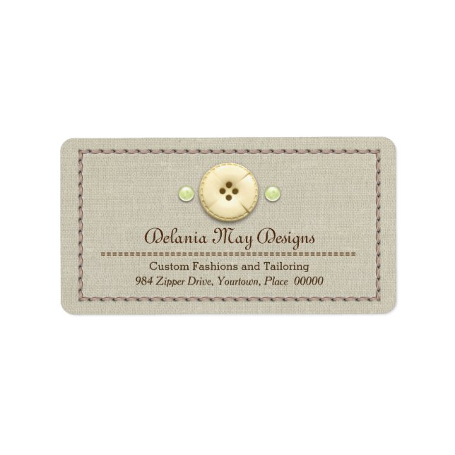 Étiquette Stitch et boutons sur mesure Seamstress (Devant)