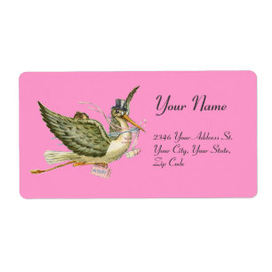 Étiquette STORK GIRL BABY SHOWER , Pink White