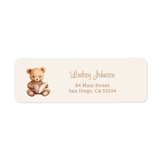 Étiquette Storybook Teddy Bear Baby Shower Return Address (Devant)