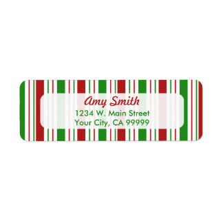 Étiquette Stripes de Noël Motif Retourner l'adresse Étiquett