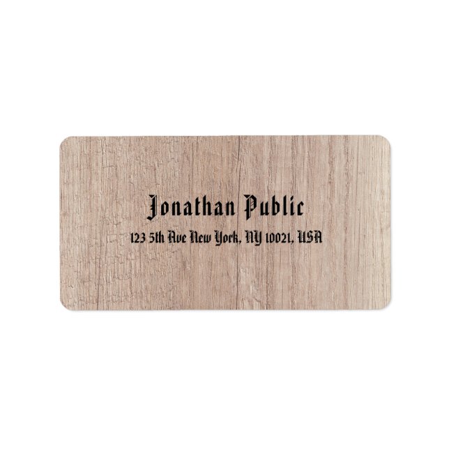 Étiquette Style ancien Texte Brown Bois de bois Look Script (Devant)