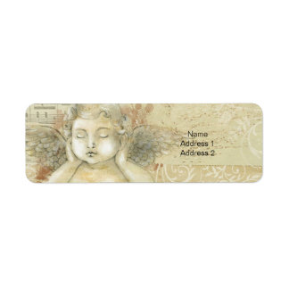 Étiquette Style antique Cherub Angel avec les mains au-dessu