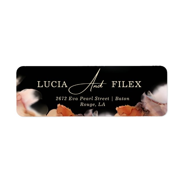 Étiquette Style Black Ink Typographie Adresse de retour (Devant)