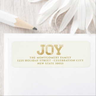 Étiquette Style Block Font Gold Parties scintillant Joie Mod